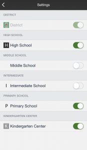 Screenshot of HFSCD phone app settings section
