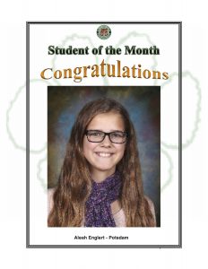 Student of the Month Congratulations Aleeah of Potsdam