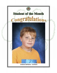 Student of the Month Congratulations Andrew of Cortland