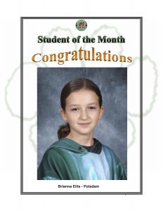 Student of the month Brianna, congratulations!