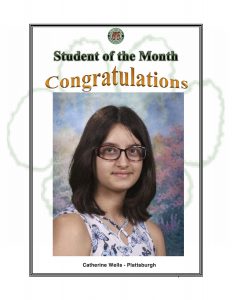 Student of the Month Congratulations Catherine Wells of Plattsburgh