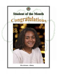 Student of the Month Congratulations Ella of Albany