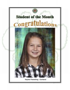 Student of the Month Congratulations Haylee of Cortland