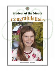 Student of the Month Congratulations Jessica of Oneonta