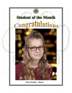 Student of the Month Congratulations Karen of Albany