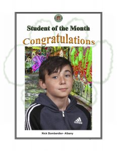 Student of the Month Congratulations Nick of Albany