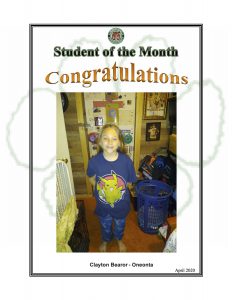 Student of the Month Congratulations Clayton of Oneonta