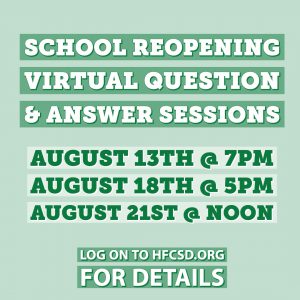 photo shows green background with the writing school reopening virtual question & answer sessions