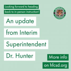 photo shows graphic saying an update from interim superintendent dr. Hunter