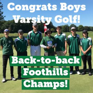 photo shows boys golf team outside smiling