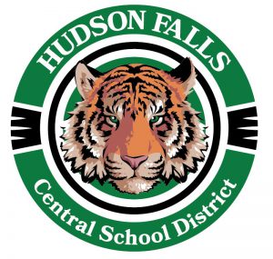 Hudson Falls Central School District Logo with Tiger inside