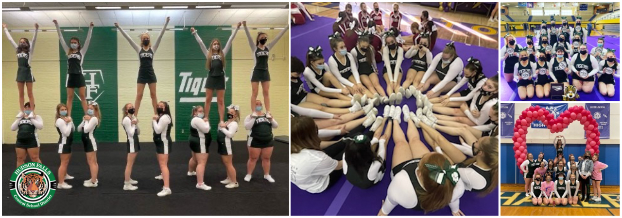 photo collage of competitive cheer team