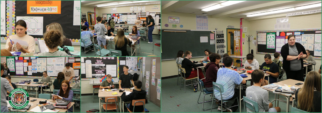 Middle school class sharing book discussions in small groups for book club