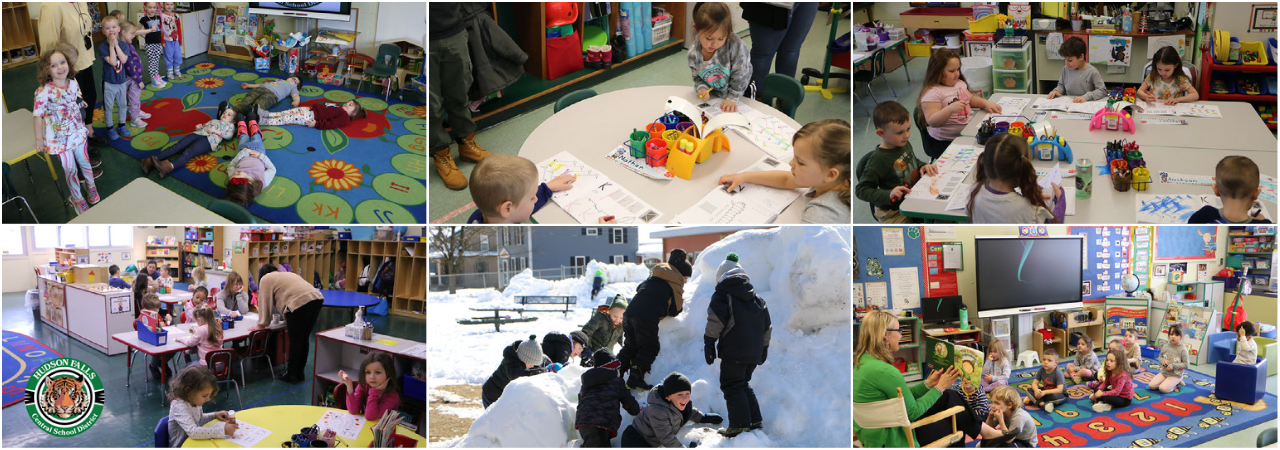 photo collage of UPK students doing activities in the classroom