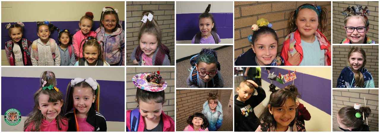 Photo collage of Primary students with crazy hair