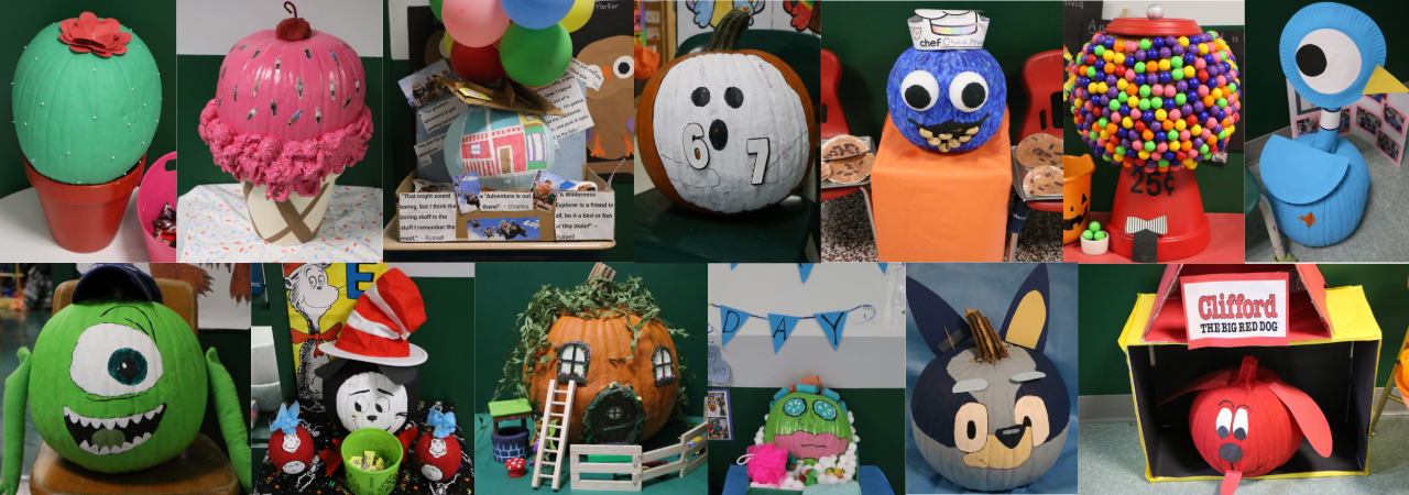 decorated pumpkins from a contest